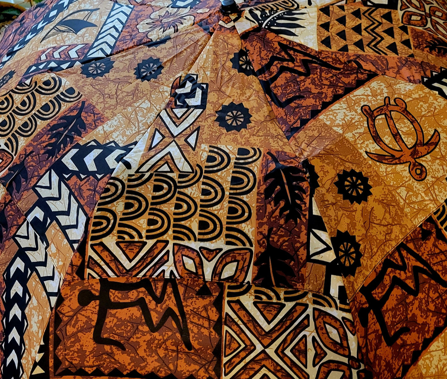 Brown tribal print Hawaiian umbrella