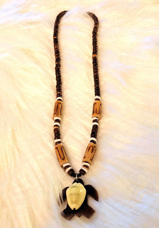 Handmade mixed bead turtle necklace