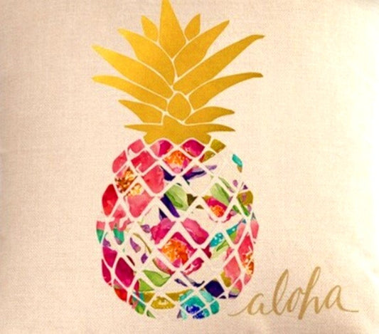 Aloha tropical pineapple cushion cover