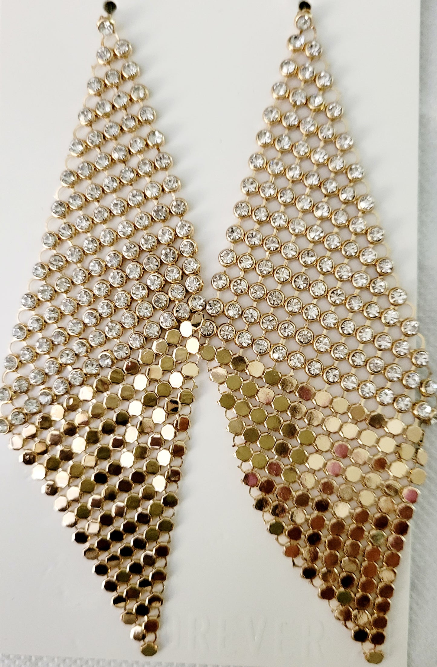 Gold bejeweled dangle earrings