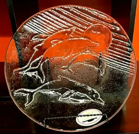 Dolphin glass platter