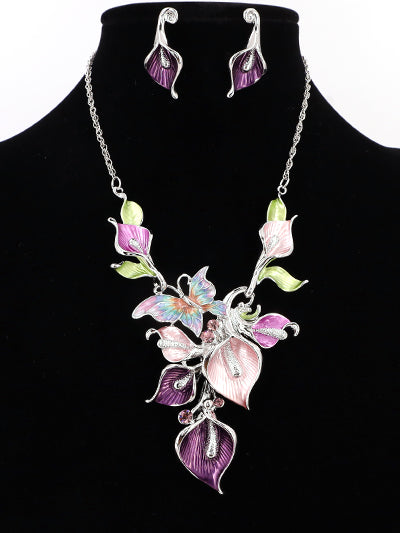 Multi flower bib necklace