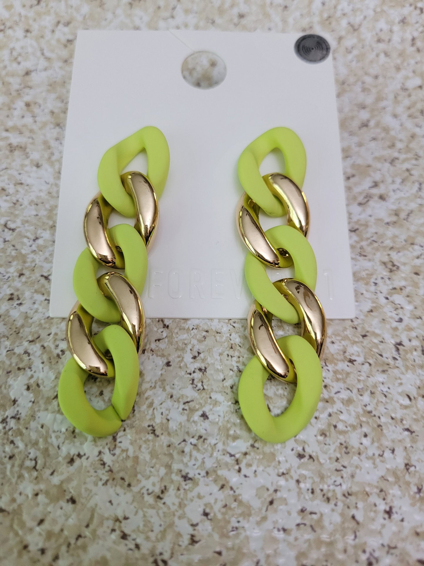 Lime green chain link earrings
